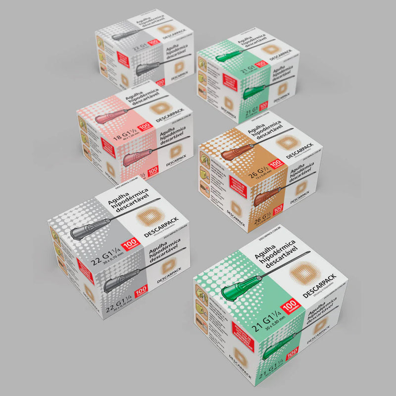 Agulha descartável estéril cx100 unid Descarpack